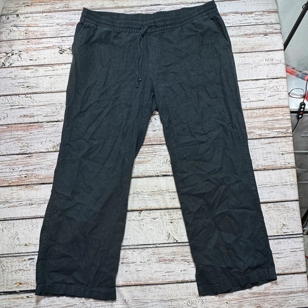 Old Navy XL Women's Black Linen Blend Wide Leg Pants with Drawstring Waist